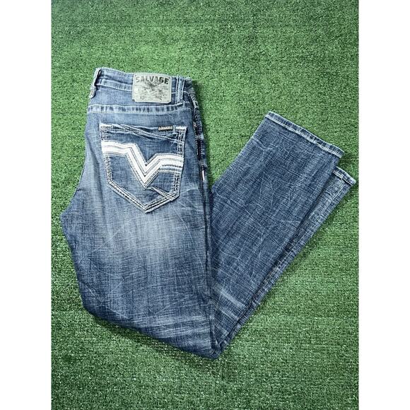 Salvage Supply Buckle Havoc Jeans Straight Slim Fit Stretch Denim 34x32 - Picture 1 of 11